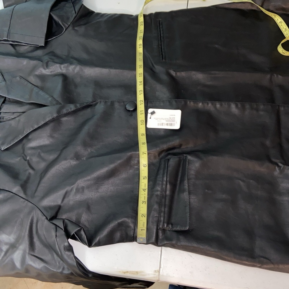 Tanming Womens Faux Leather Jacket 2XL Black Trench Coat B&T - Picture 11 of 13